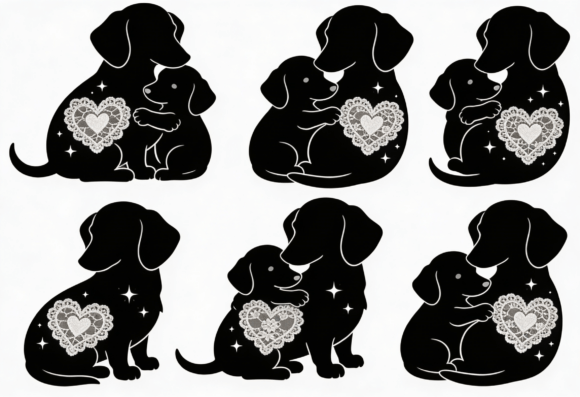Dachshund Mom and Puppy Silhouette: A Versatile Graphic Design Asset for Bloggers