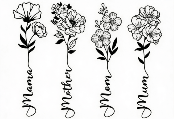 Mama Mom Mother Mum Floral Script: A Versatile Graphic Design Asset for Crafts