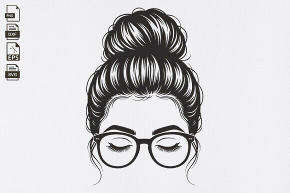 Messy Bun, Women Face Clipart for Crafts and Graphics