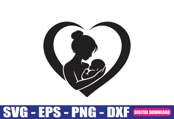 Mom and Newborn Love Silhouette: A Powerful Graphic Design Asset for Crafts and Branding