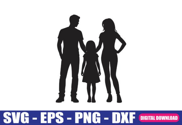 Mom Dad Daughter Cut File: A Versatile Graphic Design Asset for Crafts and Merch