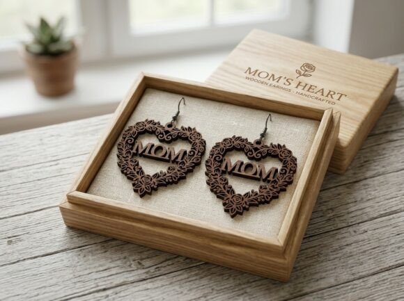 Mom Floral Heart Wreath Laser Cut Graphics for Crafts