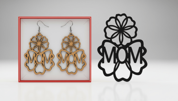 Mom Floral Layered Laser Cut Earring Design for Crafts and Graphics