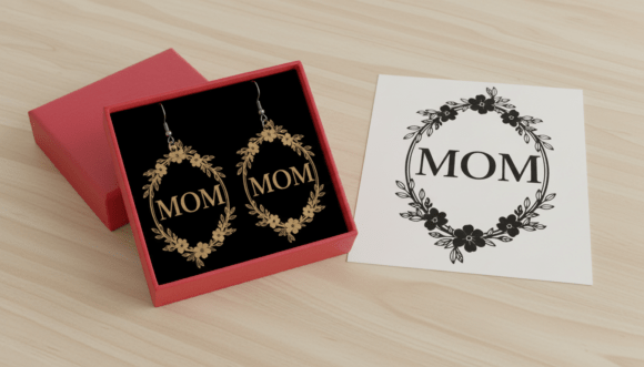 Mom Floral Wreath Laser Cut Earring: A Versatile Graphic Design Asset for Crafts and Jewelry Projects