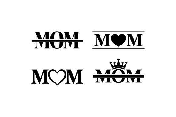 Mom Love Typography Icons for Crafts and Graphics