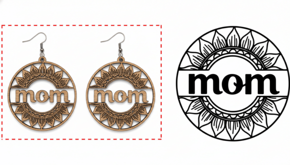 Mom Mandala Circle Laser Cut Earring for Crafts and Graphics