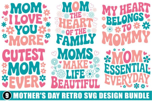 Mother’s Day Retro SVG Design Bundle for Crafts and Graphics