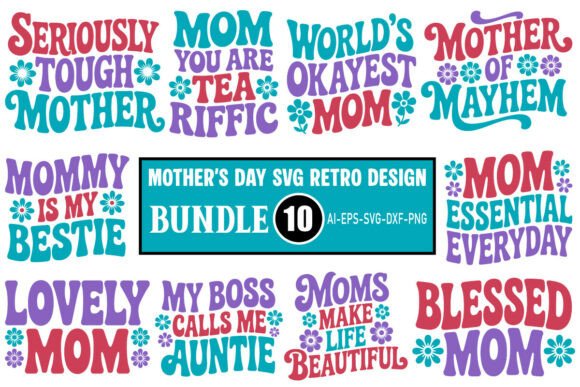 Mother’s Day SVG Retro Design Bundle for Crafts and Graphics