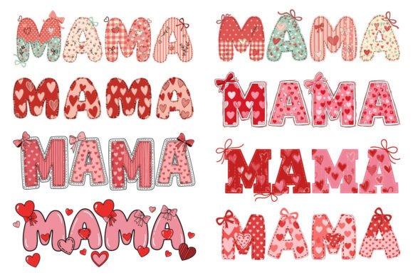 Patchwork Gingham Heart Mama SVG Bundle for Crafts & Graphics